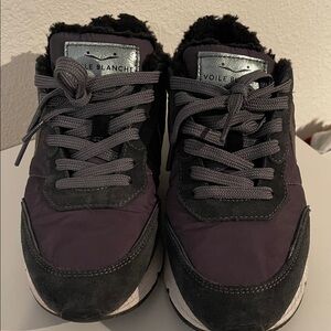 Voile Blanche Women's Black and Gray Shearling Lined Sneakers
